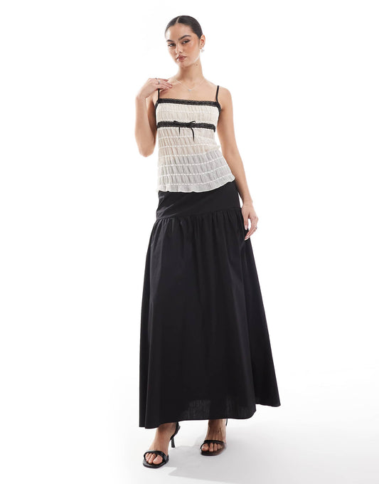 Dropped Waist Maxi Skirt