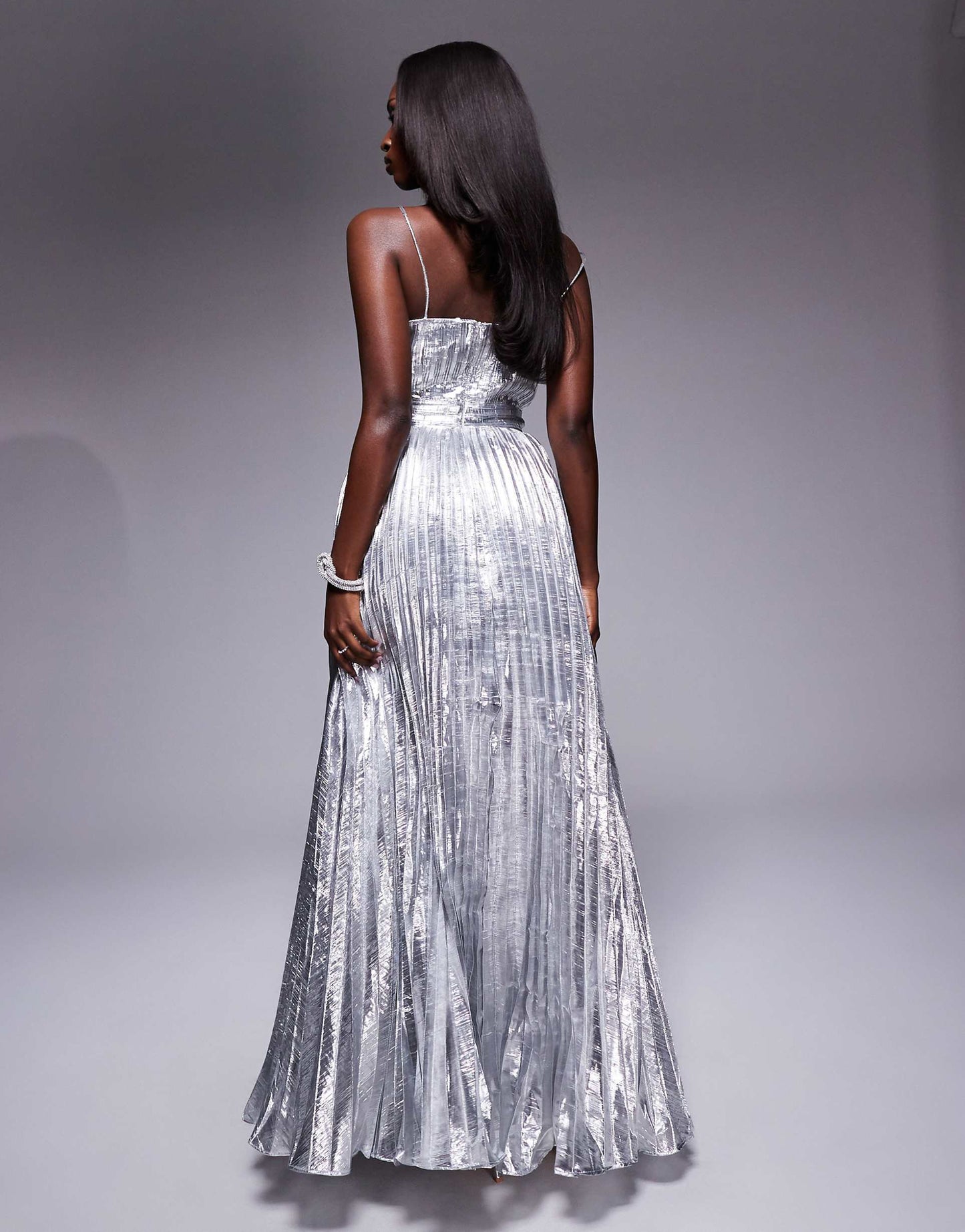 Pleated Strappy Maxi Dress