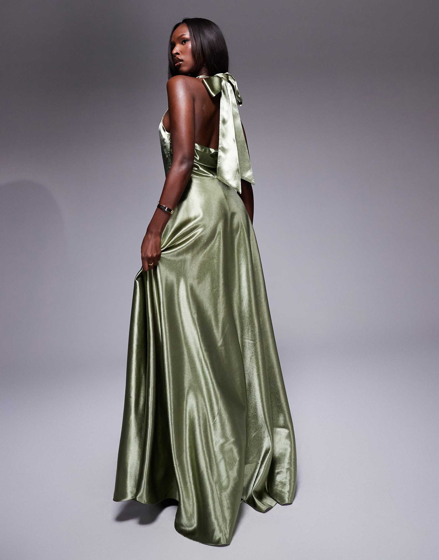 Halterneck Bias Cut Maxi Dress