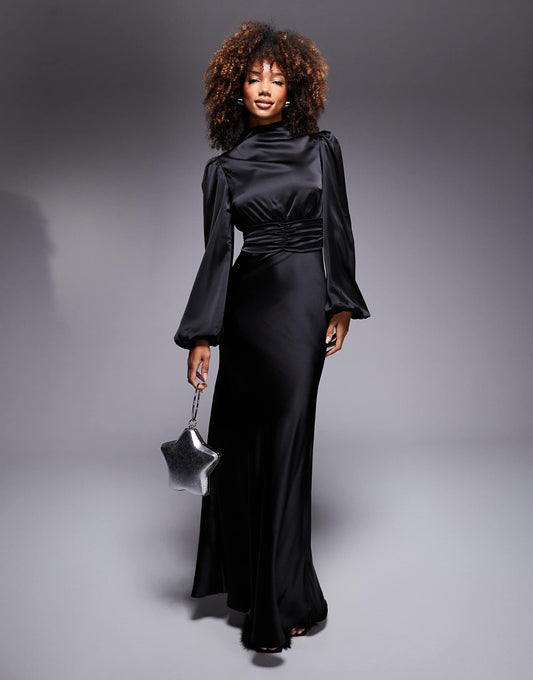 High Cowl Neck Maxi Dress