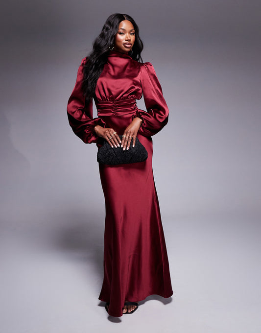 High Cowl Neck Maxi Dress