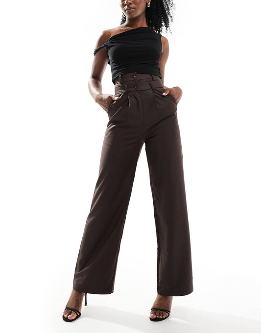 Double Waisted Wide Leg Trousers