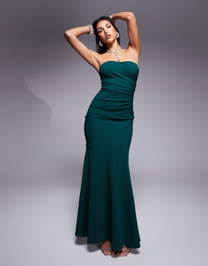 Scuba Crepe Bandeau Maxi With Diamante Necklace