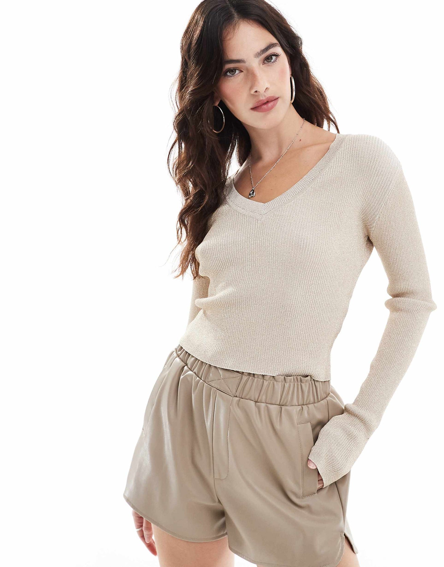 Knitted V Neck Top