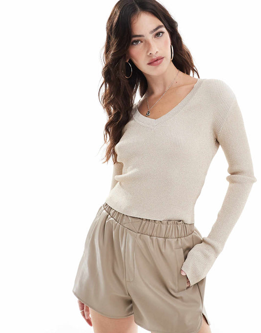 Knitted V Neck Top