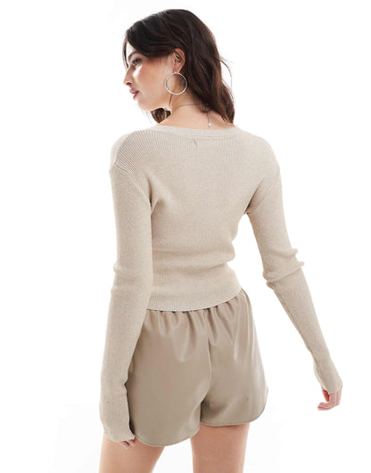 Knitted V Neck Top