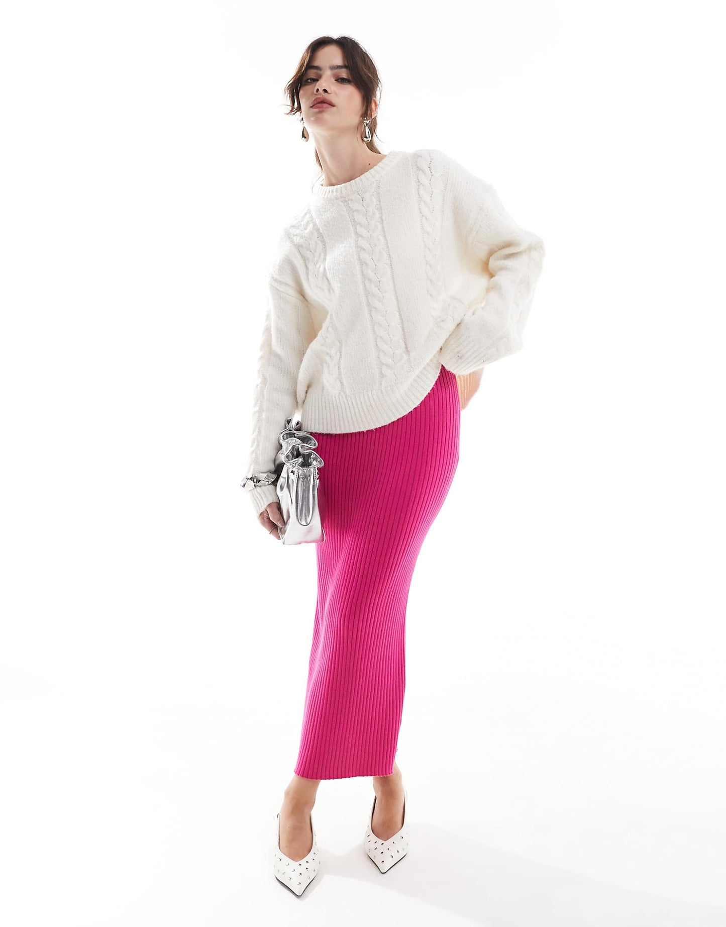 Rib Knit Midi Skirt