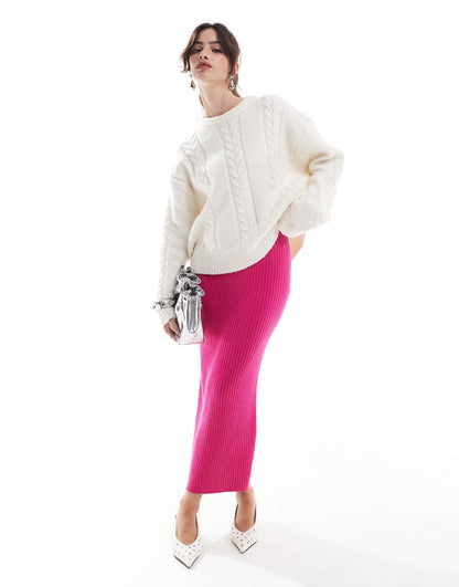 Rib Knit Midi Skirt
