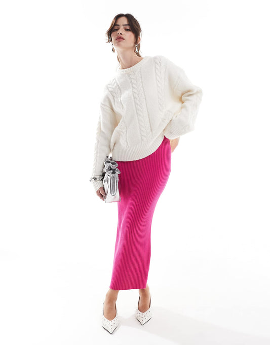 Rib Knit Midi Skirt