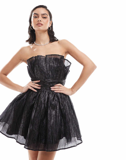 Gathered Bandeau Mini Dress