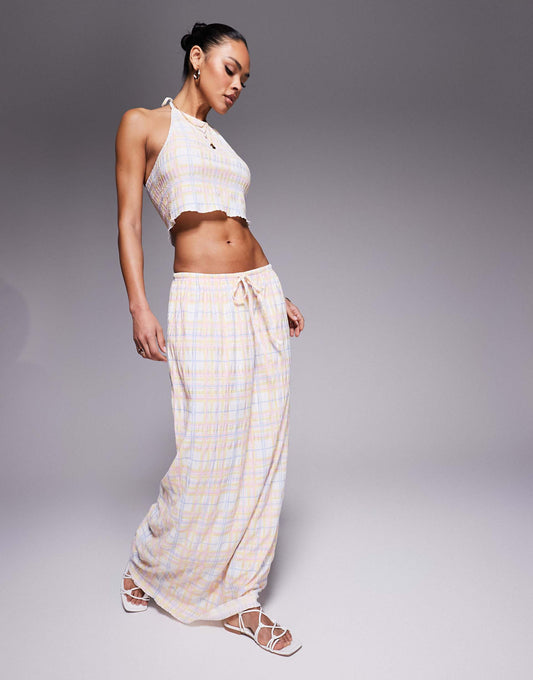 Tie Waist Textured Maxi Skirt Co-Ord