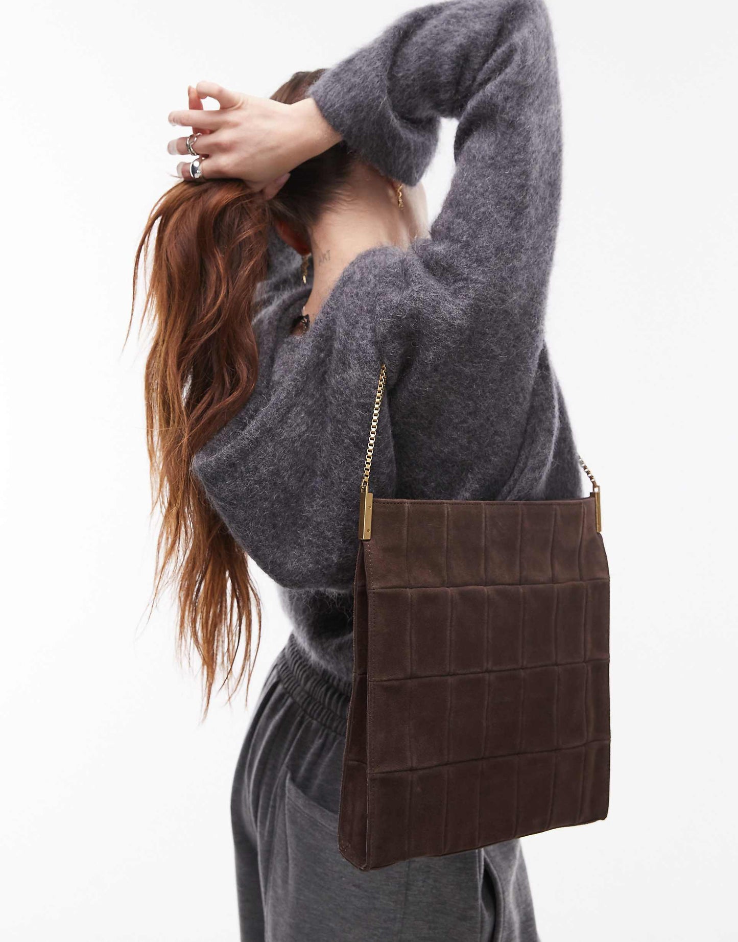 Suede Square Shoulder Bag