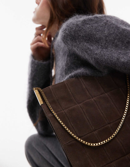 Suede Square Shoulder Bag