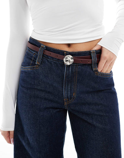 Leather Hammered Disc Waist And Hip Belt