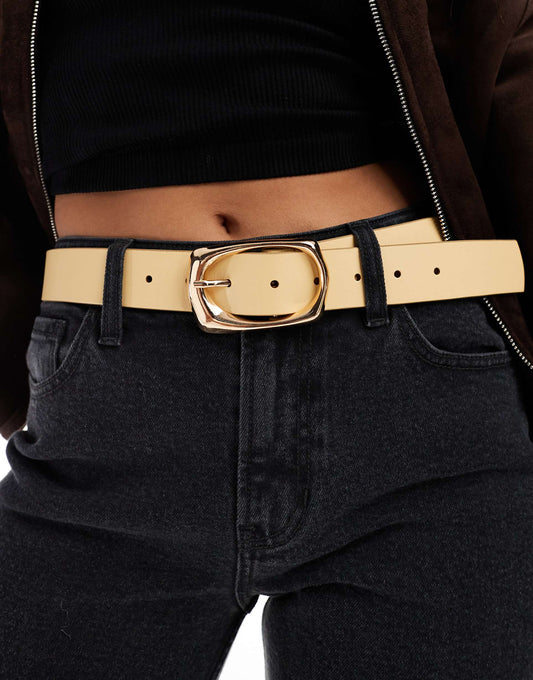 Leather Clean Buckle Waist And Hip Belt