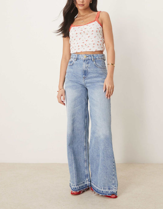 Wide Leg Jean With Let Down Hem