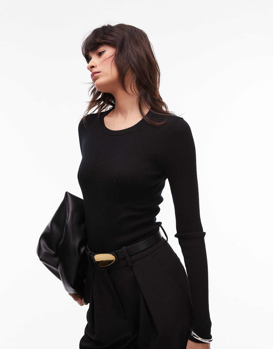 Merino Wool Knitted Rib Top
