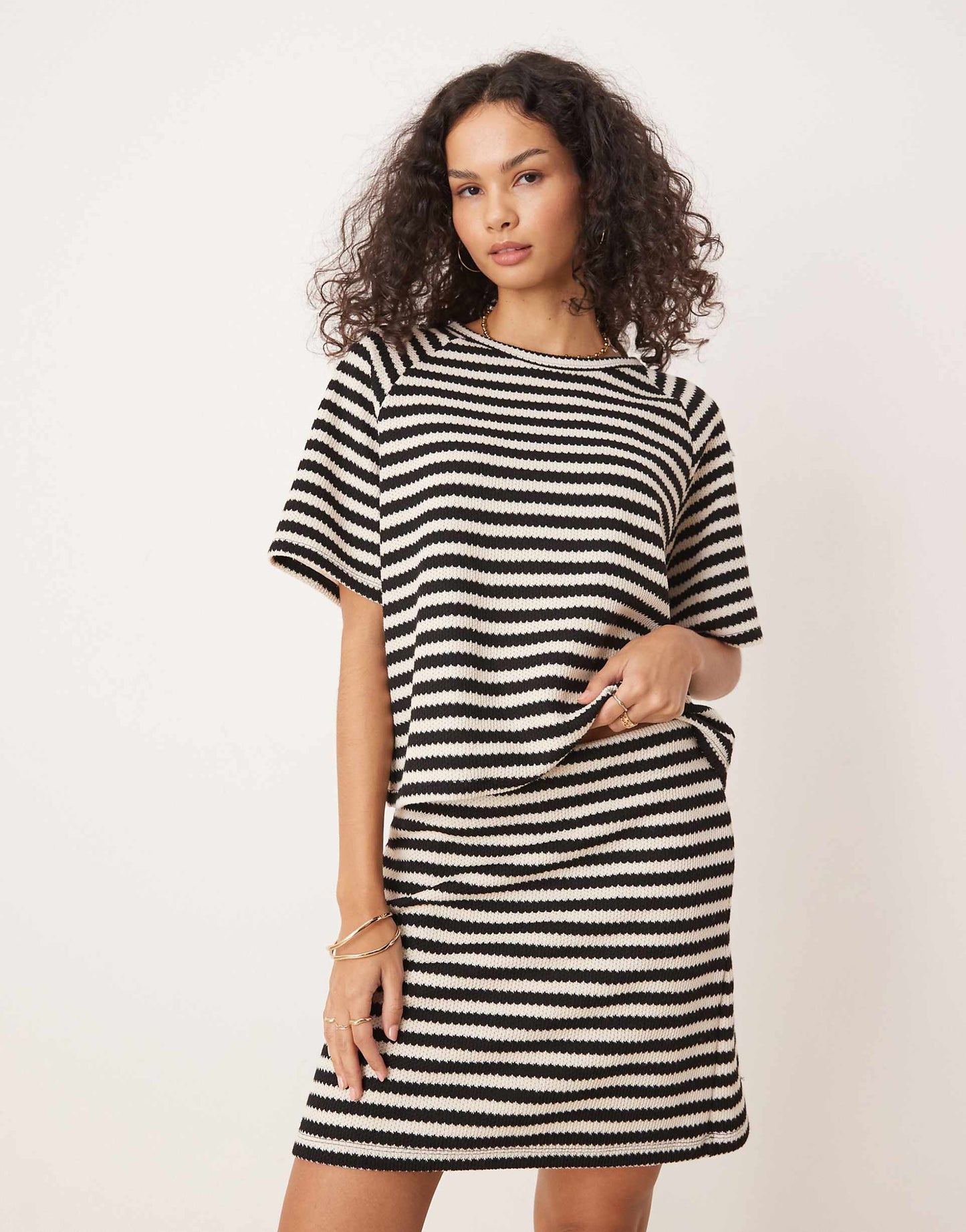 Crochet Knit Short Sleeve T-Shirt Co-Ord