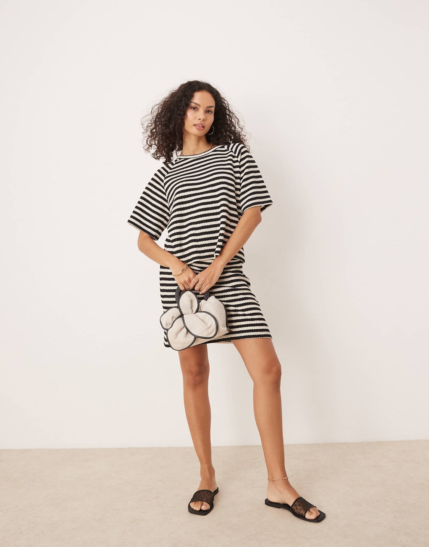 Crochet Knit Short Sleeve T-Shirt Co-Ord