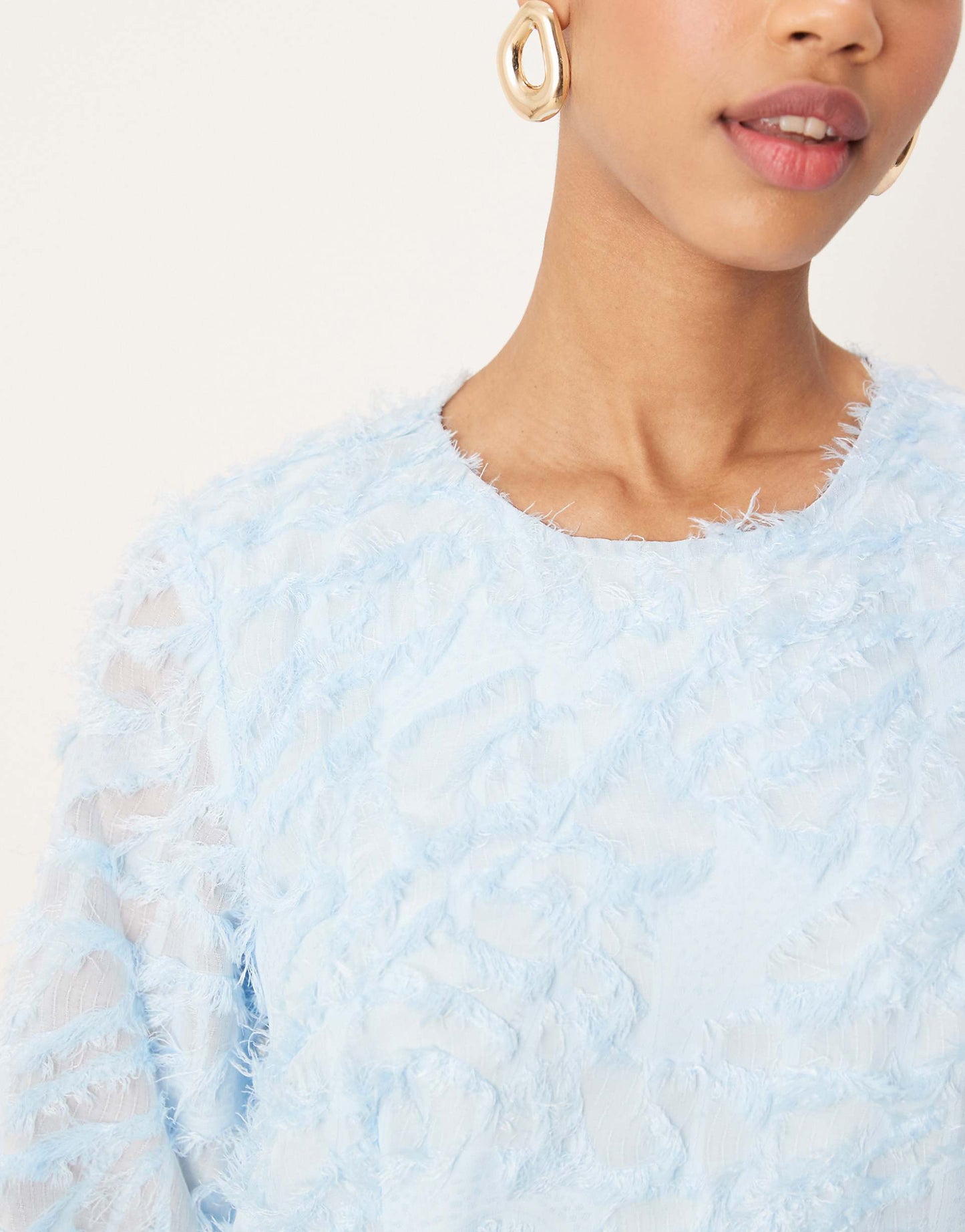 Long Sleeved Feathered Mini  Dress