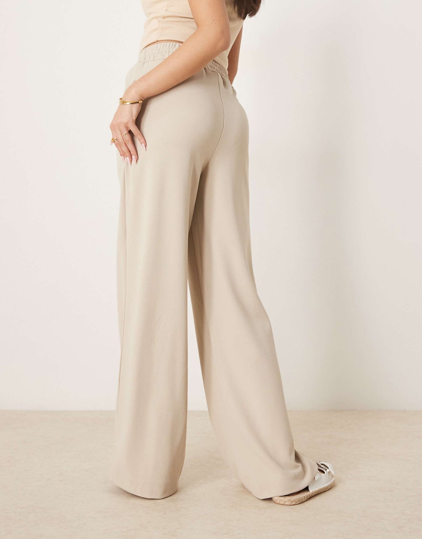 High Waist Wide Leg Seam Front Trouser