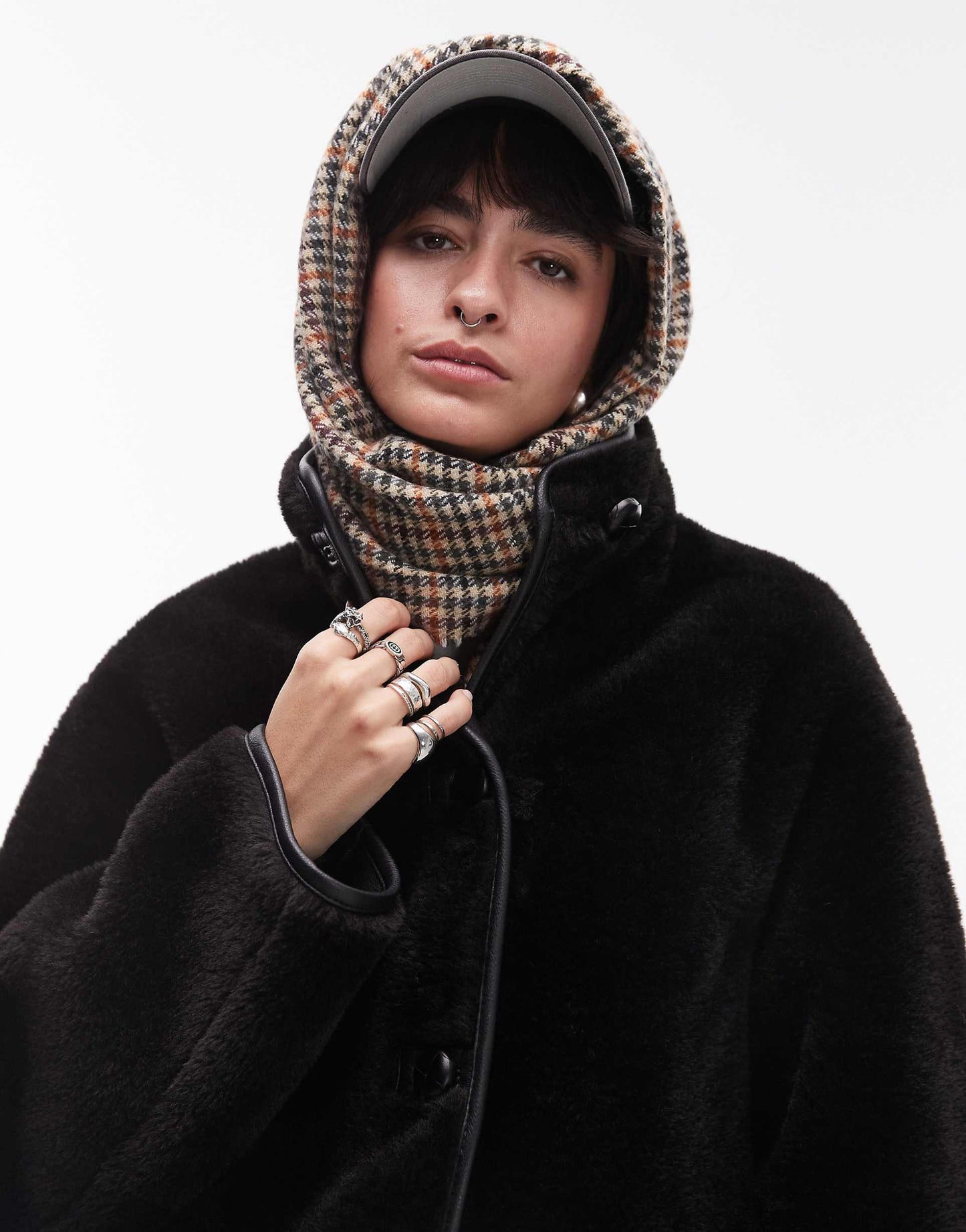 Funnel Neck Shearling Jacket