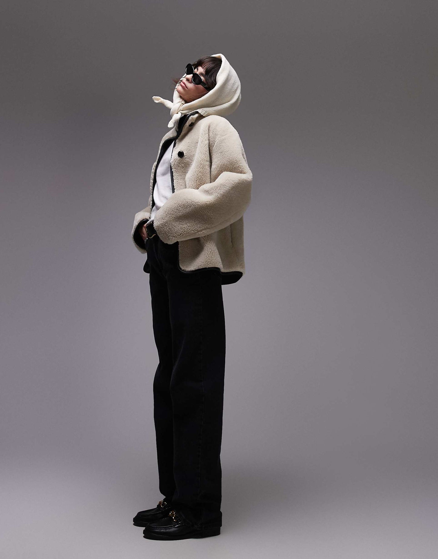 Funnel Neck Shearling Jacket