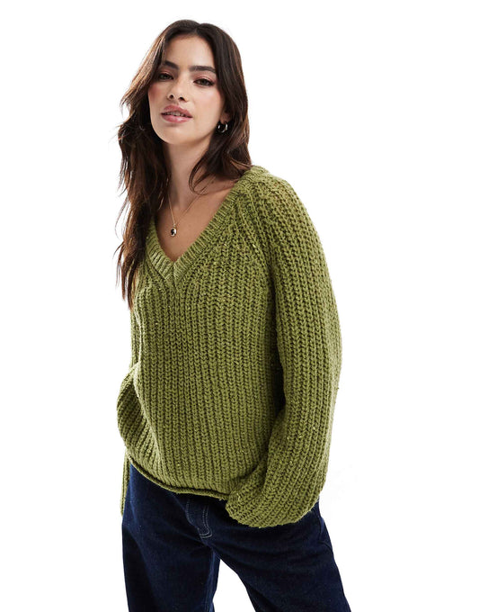 Chunky V Neck Jumper