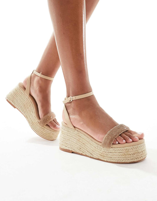 Wide Fit Espadrille Platform Heeled Sandals