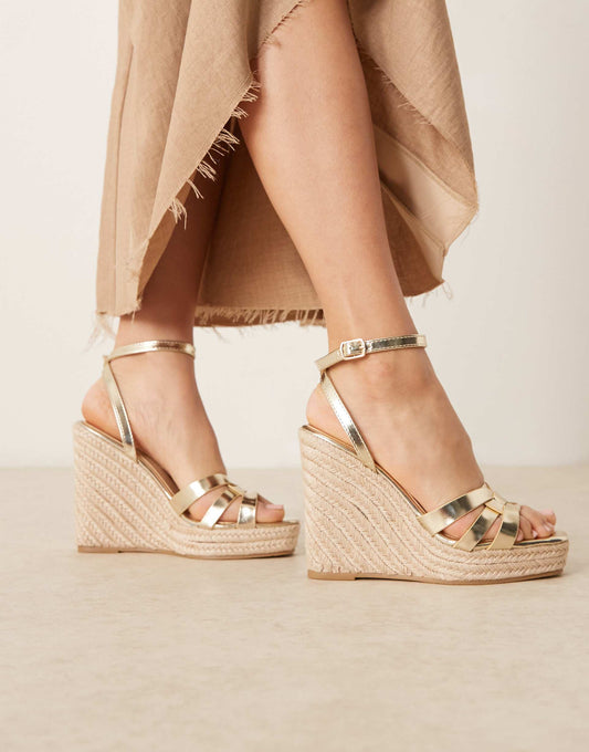 Wide Fit Espadilles Wedge Heeled Sandals