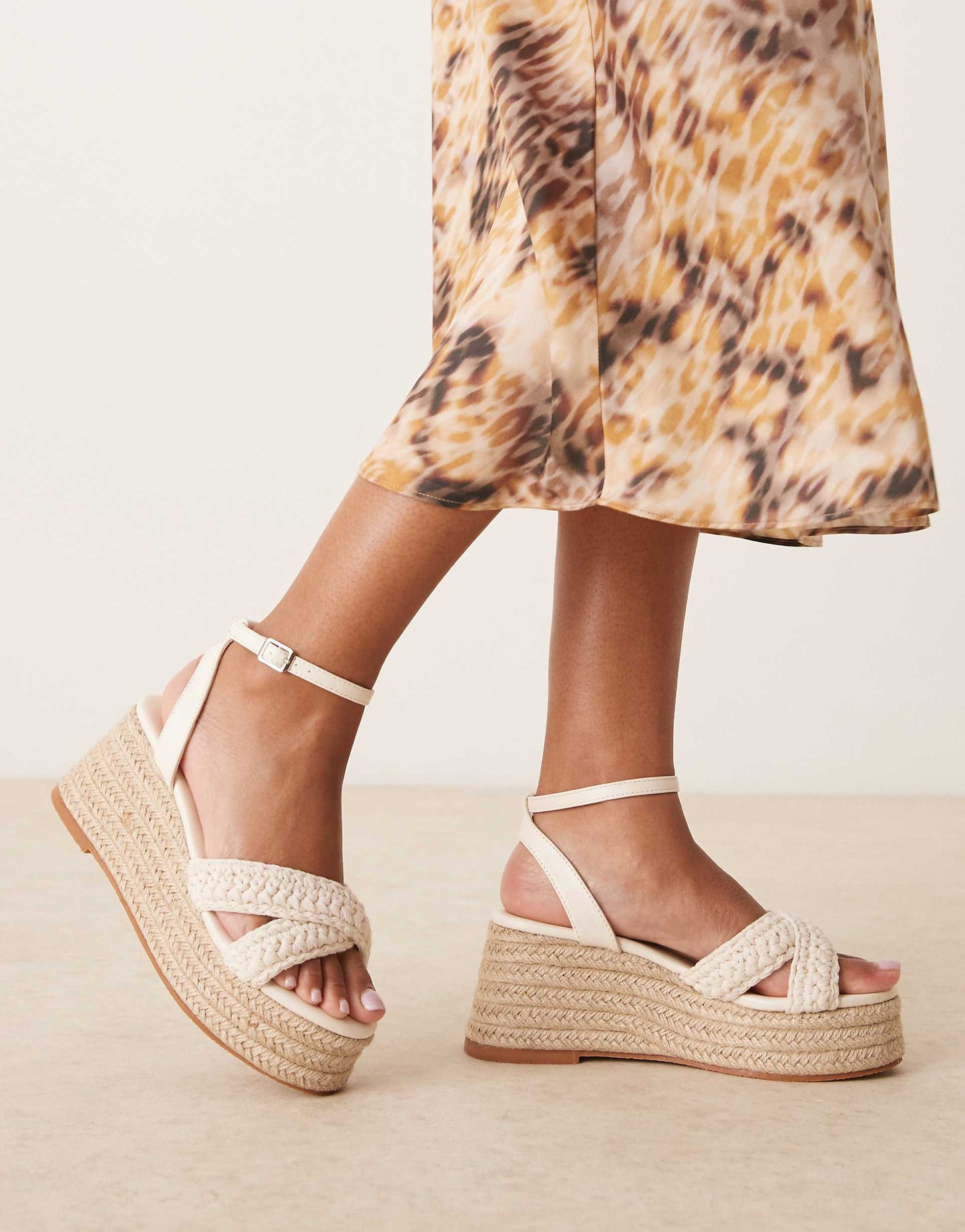 Wide Fit Espadilles Platform Heeled Sandals