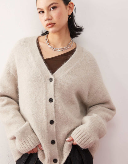 Emira Fluffy Knit Slouchy Cardigan