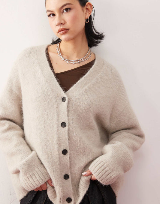 Emira Fluffy Knit Slouchy Cardigan