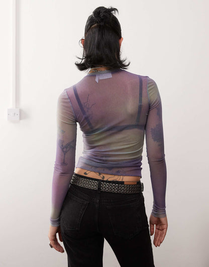 Mesh Long Sleeve Top