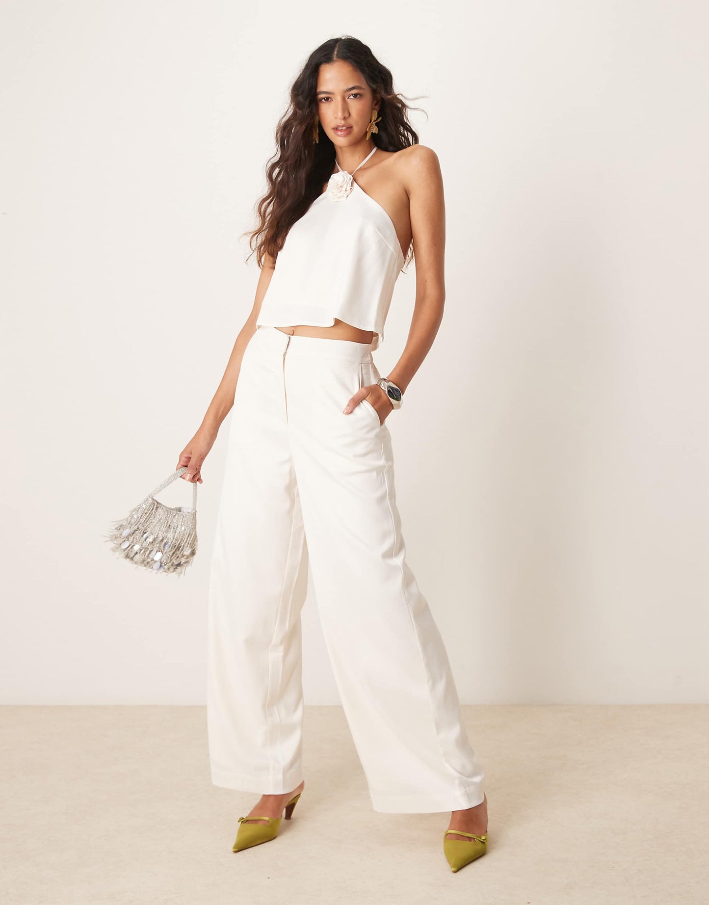 Wide Leg Satin Trouser Co-Ord