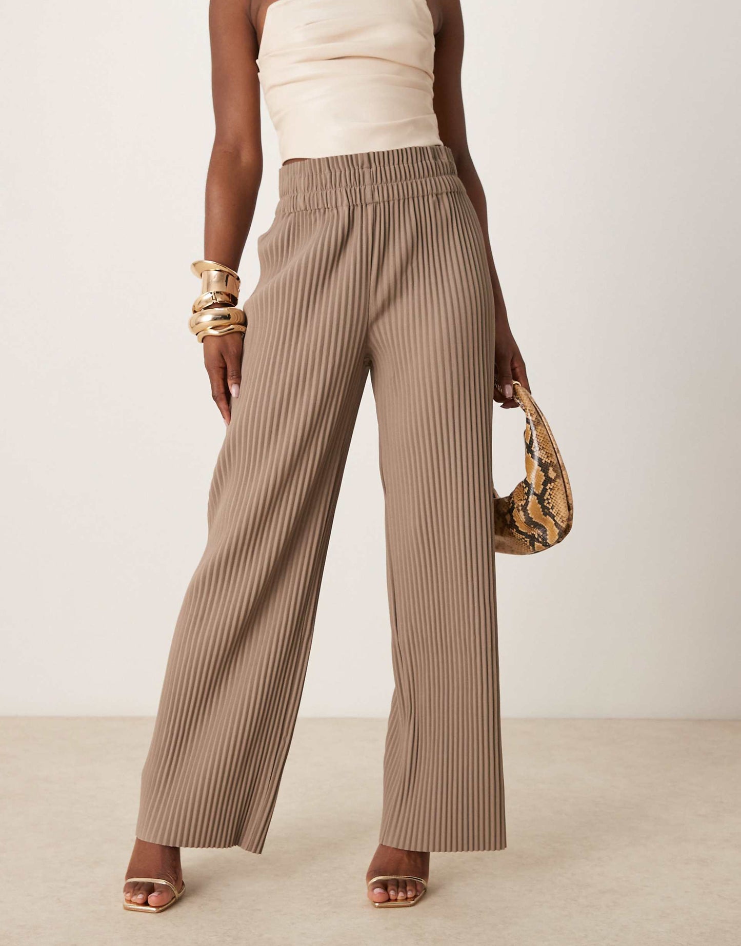 Plisse Wide Leg Trousers