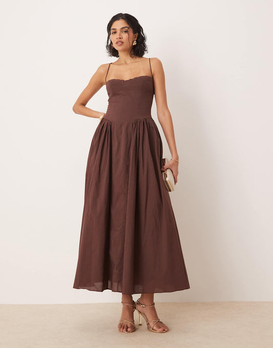 Tie Back Corset Maxi Dress