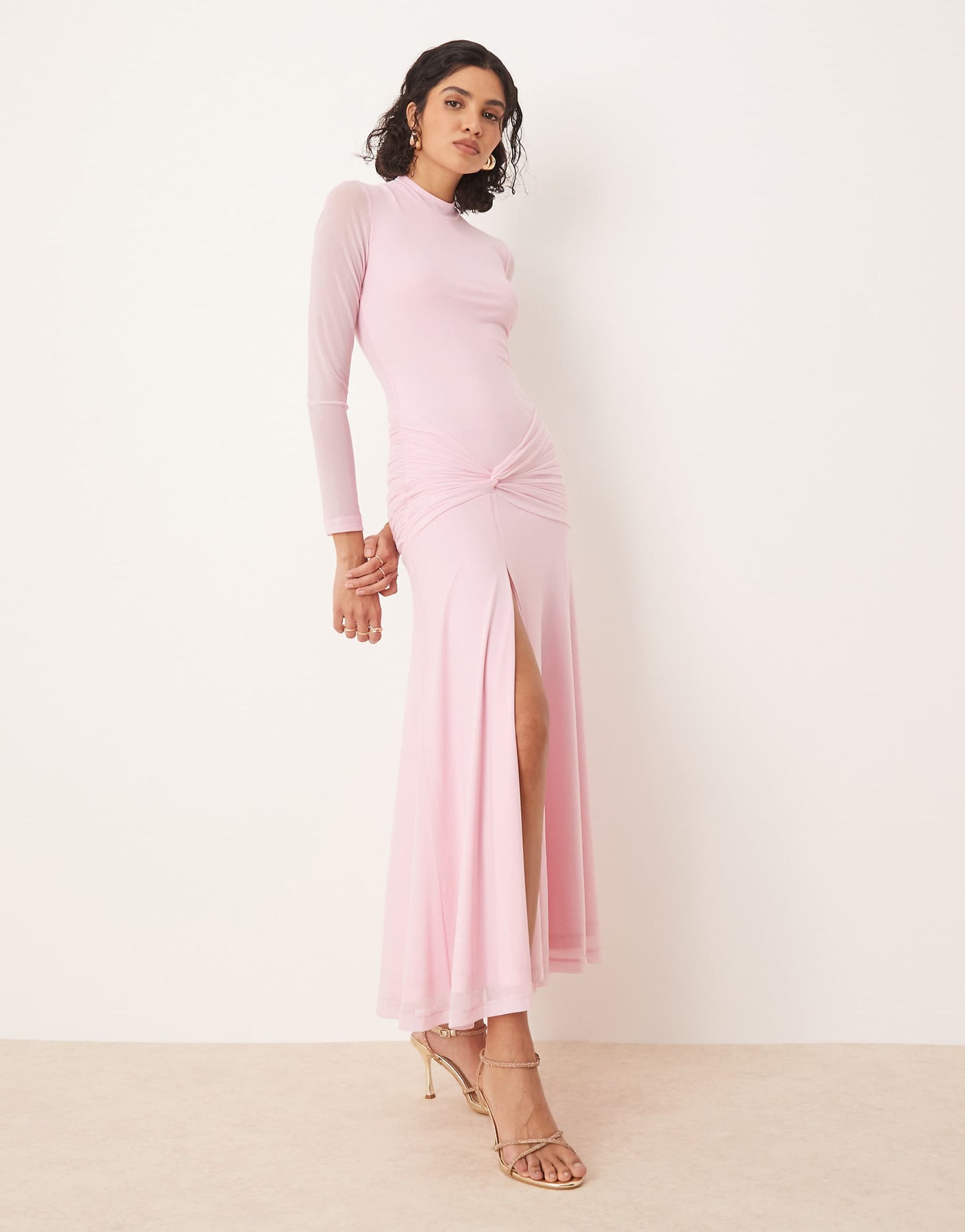 Mesh Long Sleeve Maxi Dress
