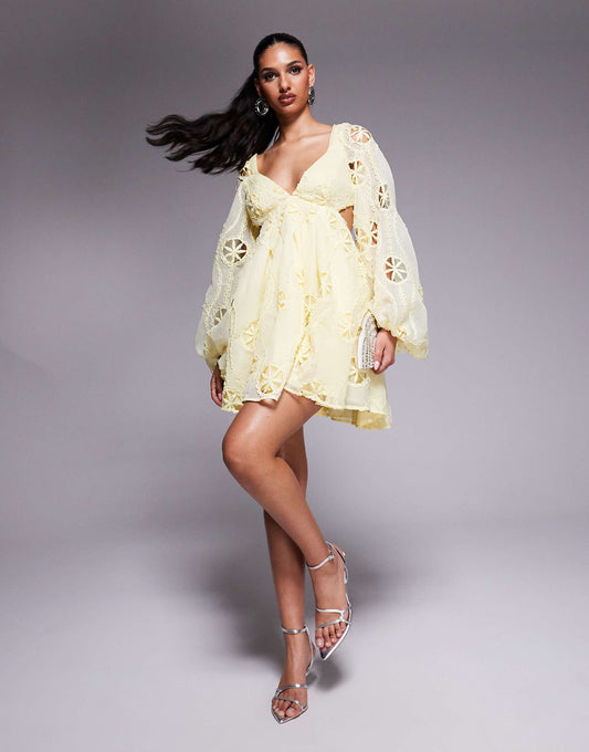 Lace Cut Out Mini Dress