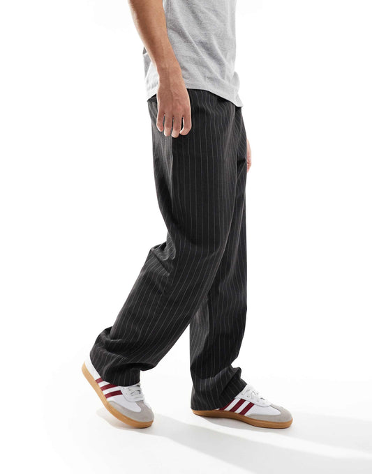 Wide Leg Pinstripe Trouser