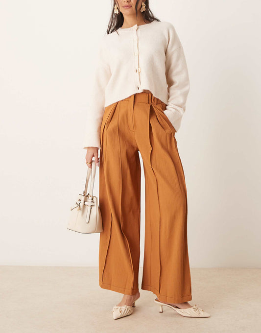 High Waisted Tailored Wide Leg Trouser