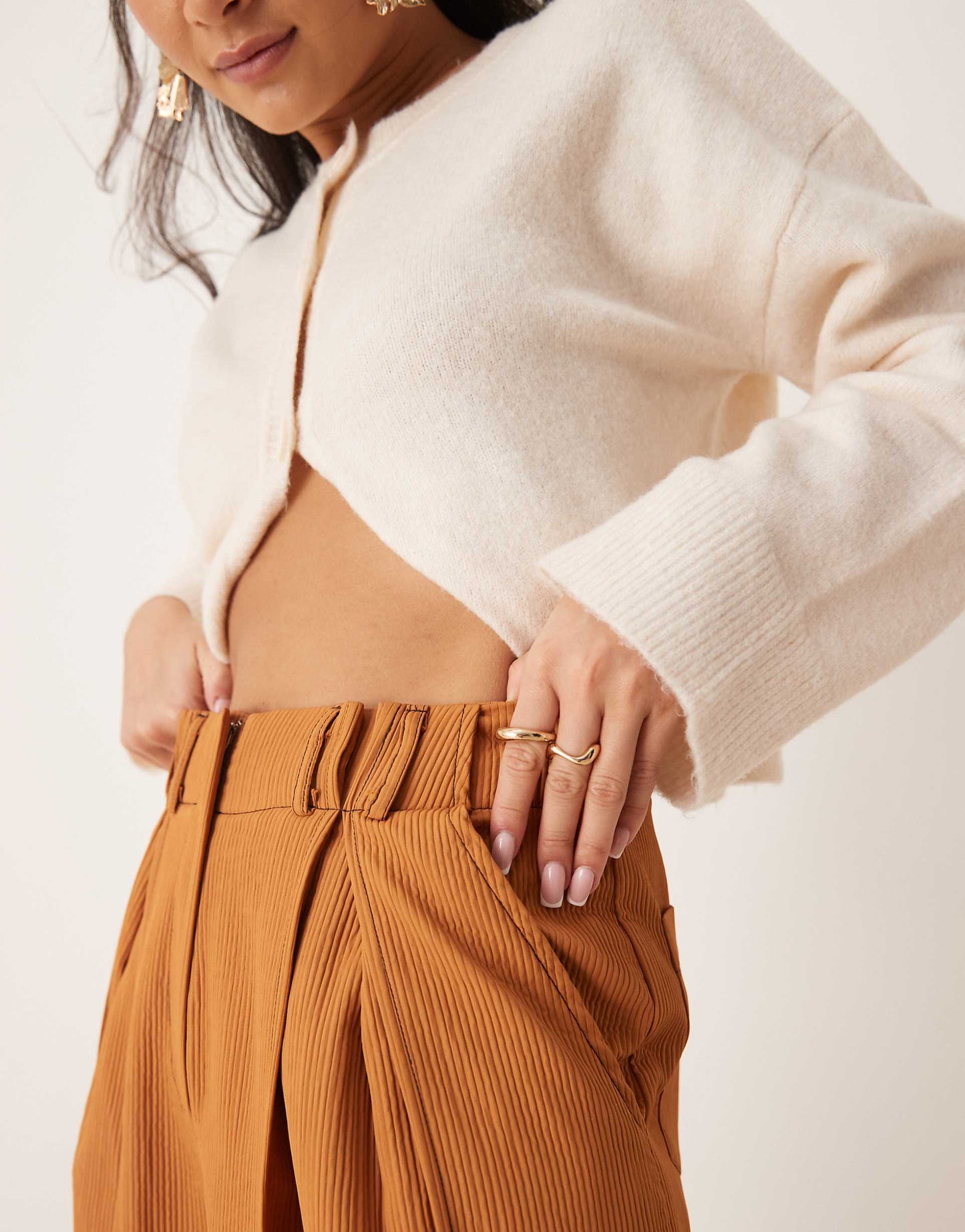 High Waisted Tailored Wide Leg Trouser