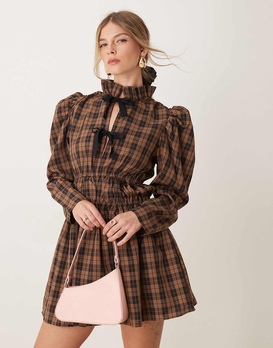 Check Print Mini Dress