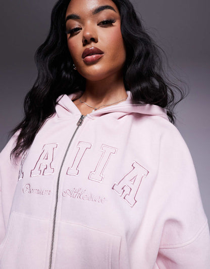 Embroidered Logo Zip Through Hoodie Co-Ord