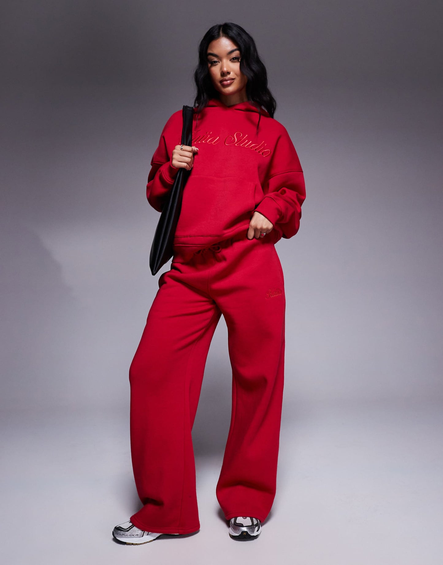 Embroidered Script Logo Hoodie And Wide Leg Joggers Co-Ord