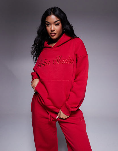 Embroidered Script Logo Hoodie Co-Ord