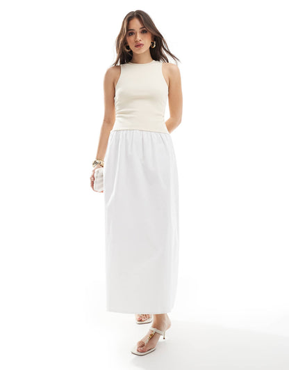 Racerneck Contrast Drop Waist Maxi Dress