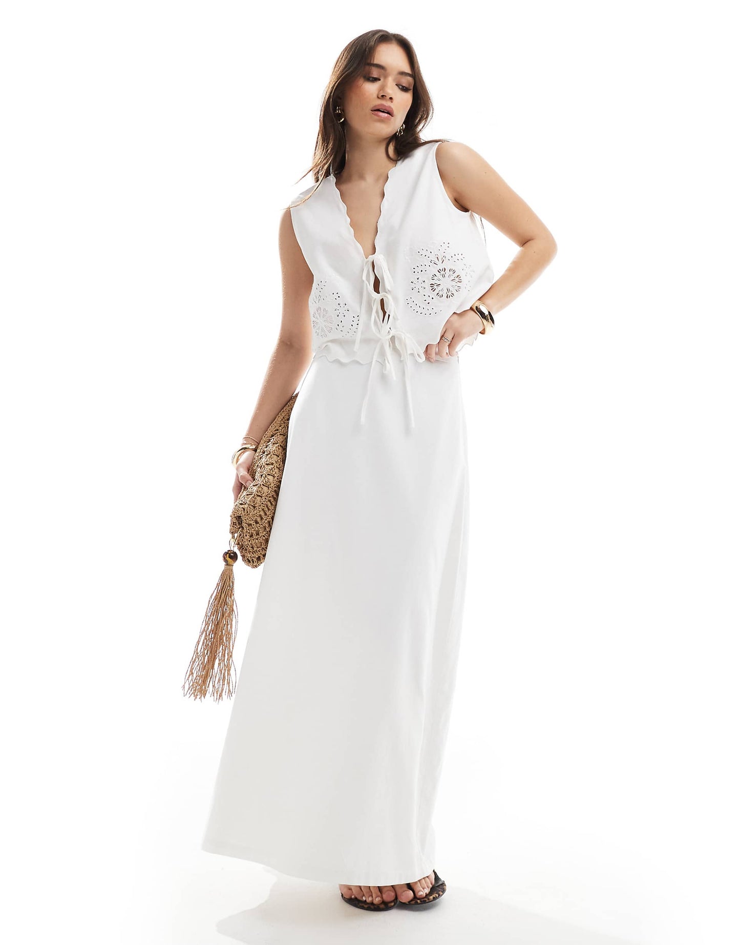 Linen Blend Maxi Skirt Co-Ord