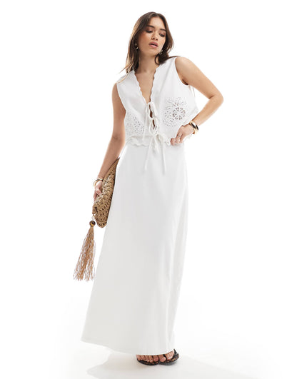 Linen Blend Maxi Skirt Co-Ord