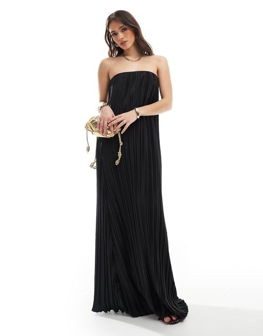 Plisse Bandeau Maxi Dress